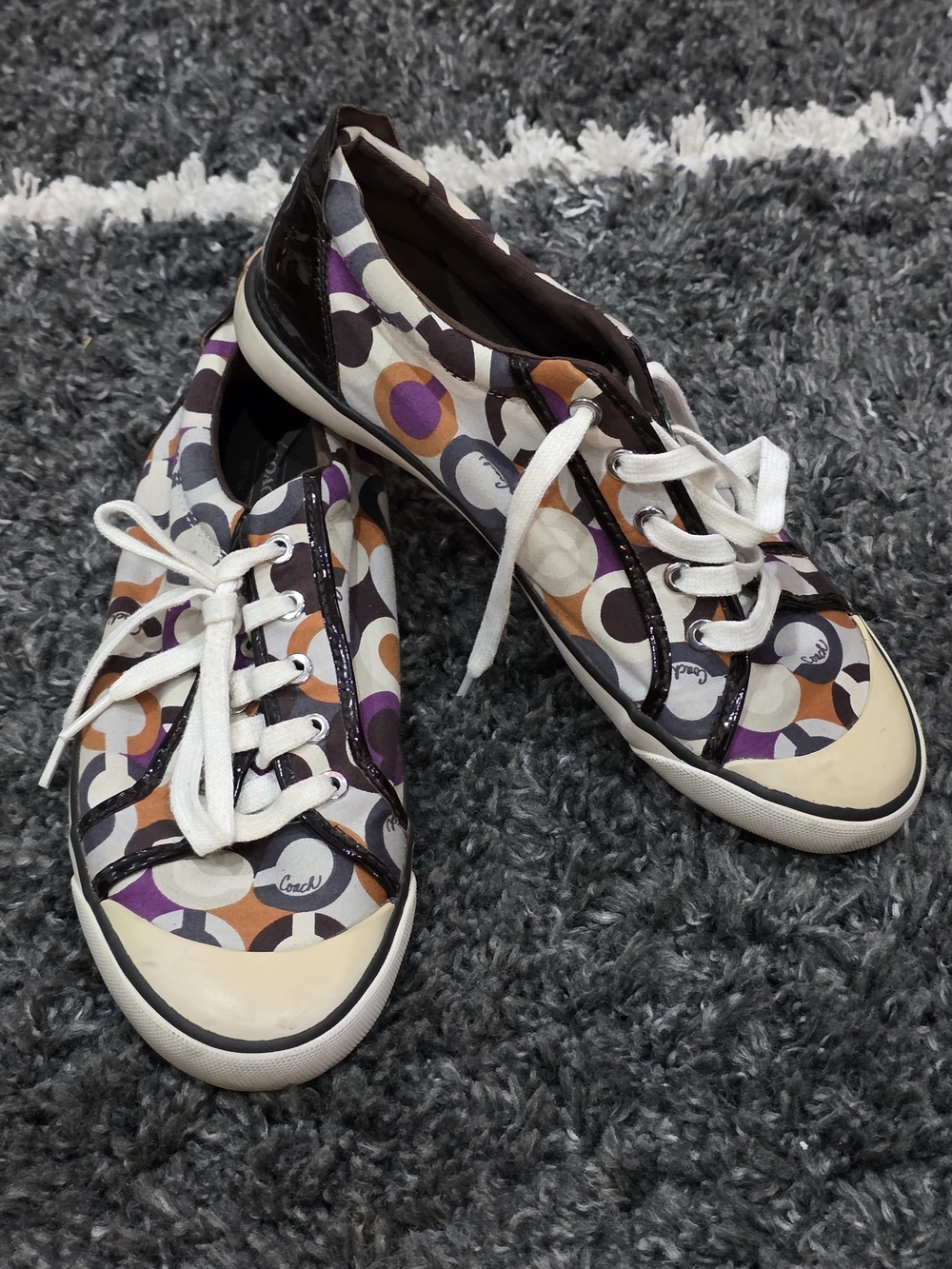 Coach Low-Top Sneakers in Purple, Orange, Brown, White - Picture 3 of 8